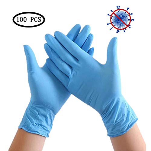 Disposable Nitrile Gloves, for Cleaning, Mechanical, Automotive, Industrial Or Medical Applications, 100pcs（Blue）