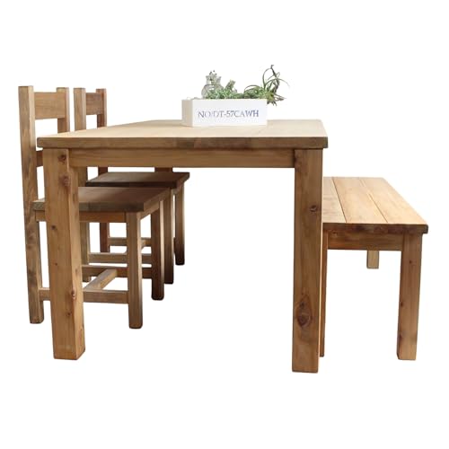 キャメル アンティーク風 無垢材 ダイニングセット[アンティーク風 家具 Dea-Sirio]テーブル イス ベンチ セット※北海道・沖縄・離島への配送不可