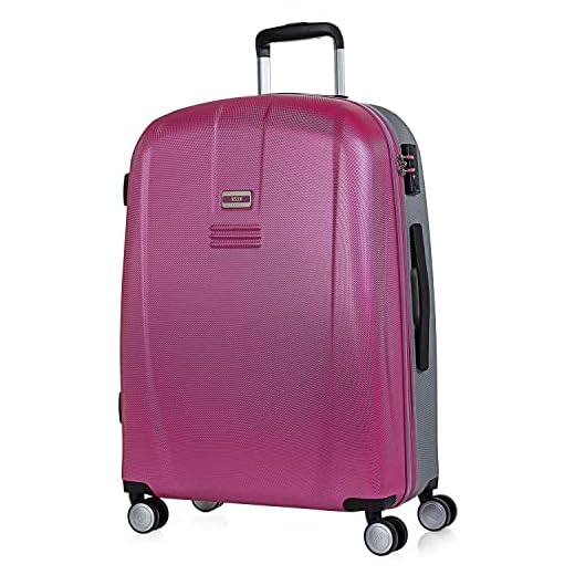 JASLEN - Maleta de Viaje Rígida 4 Ruedas Trolley Mediana de ABS. Cómoda Duradera y Ligera. Ideal para Estudiantes. Candado TSA Confianza. 56560, Color Fucsia-Plata