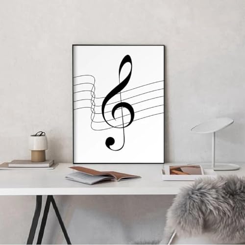 Toile tableau peinture moderne musique KemneT noir et blanc 40x60 cm