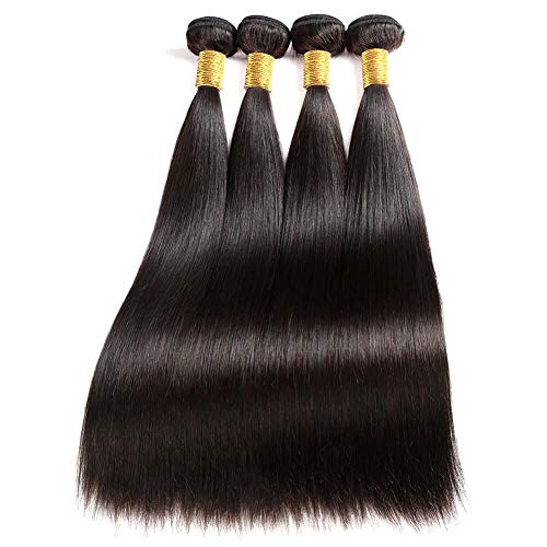 JiSheng Human Hair Straight 4 Bundles 100% Unprocessed Brazilian Virgin Hair Weave 18 20 22 24inch 100g/Piece