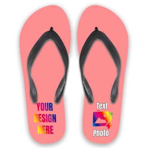 Bulk Custom Flip Flops For Men Women with Your Text Logo Photo, Personalized Sandal Slippers for Beach Bathroom Indoor Outdoor