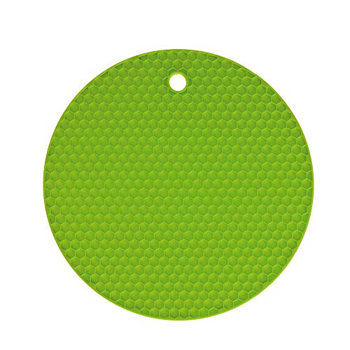 Wabenuntersetzer rund | Premium-Silikon & BPA frei| Hitzebeständig | Spülmaschinenfest | 18cm | Farbe: limette