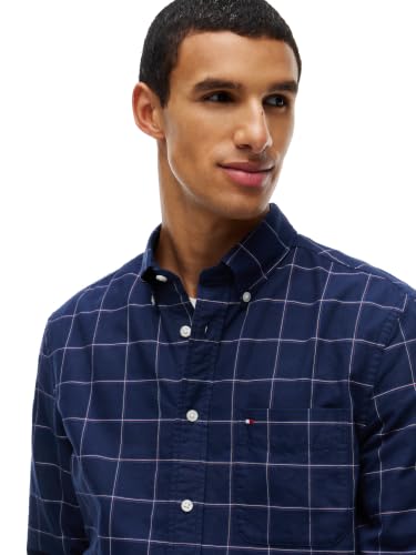 Image of Tommy Hilfiger Men's Long Sleeve Oxford Shirts in Regular Fit, Men's Button Down Shirts, Also Available in Big and Tall