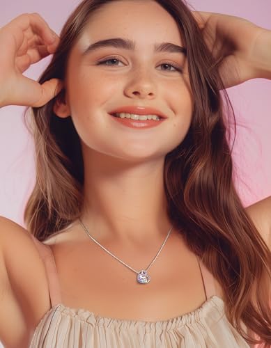 Unicorn Necklace for Girls, Initial Necklaces for Little Girls Kids Children, Hypoallergenic 925 Sterling Silver Kids Jewelry Colorful CZ Unicorn Gifts for Birthday Kindergarten Graduation Wedding4