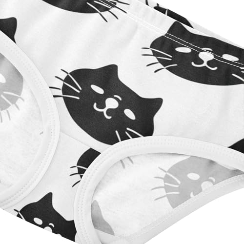 Black Cartoon Cat Heads White Toddlers Underwear Floral 2t Cotton Girl Panties Cute Durable Briefs Kids Undies4