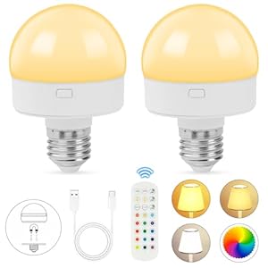 HOTUT RGB LED Lampe mit Fernbedienung, 2er Pack