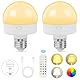 HOTUT RGB Glühbirne,2 Stück Wiederaufladbare Glühbirne mit Fernbedienung, E26 LED Lampe Abnehmbar, Dimmbare und Timing funktion,Farbige Leuchtmittel für Schlafzimmer, Küche, Decke,Bar,party
