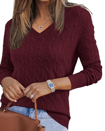 Image of Arach&Cloz Women's Wool Blend Fall Sweaters Business Casual Outfits 2026 | Soft&Breathable Pullover, Long Sleeve, V-Neck, Relaxed Fit Workwear, Business Casual, Teacher Outfits