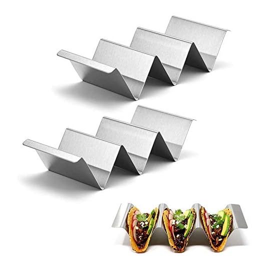 Taco hållare stativ set, 2-pack rostfritt stål taco brickhållare taco stativ mexikansk mathylla, taco hylla, vågformad taco-bricka rymmer våg taco rack 2–3 hårda skal stativ för diskmaskin och ugn