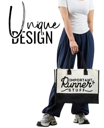 Image of InnoBeta Runner Gifts Canvas Tote Bag with Top Zipper Closure and Shoulder Strap for Birthday, Mother's Day, Christmas