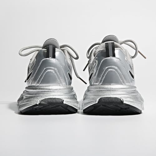 Womens Fashion Leather Chunky Platform Lace Up Sneakers Casual Non-Slip Round Toe Tennis Gym Walking Daily Dad Shoes4