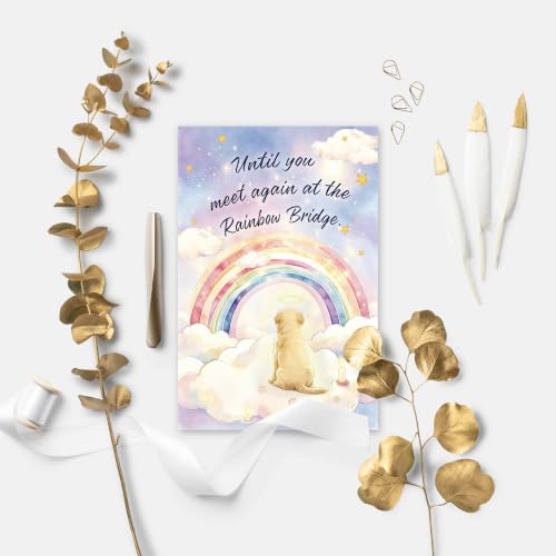 Image of Dog Loss Sympathy Card, Rainbow Bridge Pet Memorial Cards, Condolence Gift for Dog Owner, Pet Bereavement Greeting Card for Loss of Beloved Dog