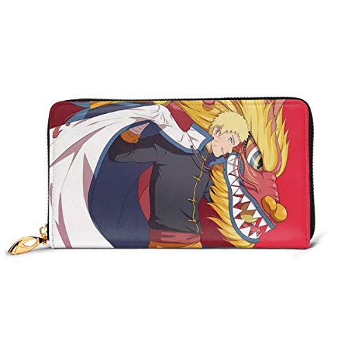 Preisvergleich Produktbild Naruto Geldbörse aus echtem Leder mit Reißverschluss, lange Clutch, Münzfach, Kartenpaket für Damen und Herren