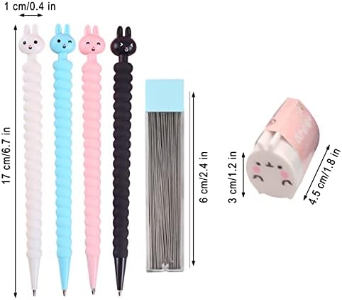 Cute Mechanical Pencils, Kawaii Animal Mechanical Pencil School Supplies Boys Girls Cartoon Rabbit Writing Pencil, Children Teachers Gifts 0.5mm with Black Pencil Refill and Eraser (24 Pieces)
