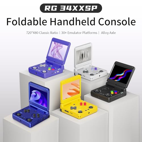 Image of Anbernic RG34XXSP Foldable Retro Handheld Game with 3.4 Inch IPS Screen Linux System Built-in 64G TF Card 5000+ Games Handheld Emulator Support 5G WiFi Bluetooth TV Output(Metallic Blue)