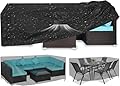 GYXZ Rectangular Patio Furniture Cover - 420D Waterproof, Reinforced Stitching, for Sectional Sofa & Table Set Black(86'' L x 44''W x 27.8'' H)