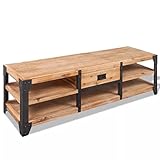 Le dará a tu salón un aspecto bonito e industrial.El mueble de TV ha sido diseñado por expertos con madera maciza de acacia 100% con un acabado cepillado y acero, por lo que es duradero