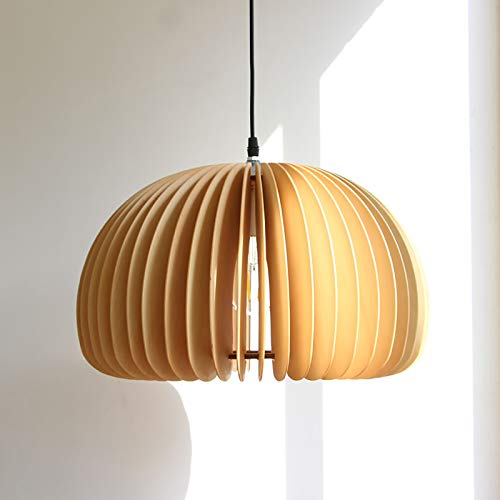 Suspension en bois ronde style lanterne japonaise réglable