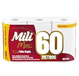 Mili Papel Higiênico Folha Dupla Max Neutro, Picotado e Texturizado, 6 Rolos de 60 metros