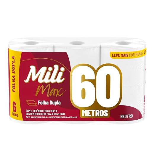 Mili Papel Higiênico Sensitive Care 60m Folha Dupla - 6 rolos