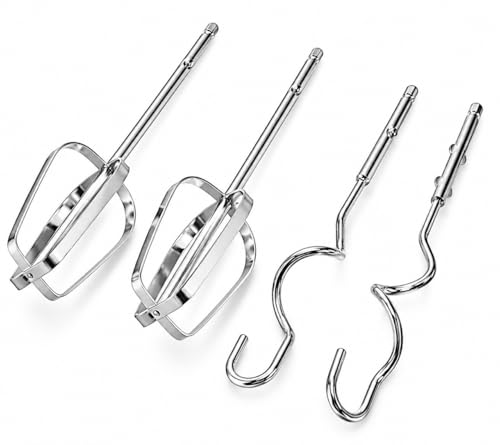 Image of Electric Hand Mixer for Kitchen - Handheld Cake Blender with 4 Stainless Steel Attachments, Beaters & Dough Hooks for Whipping Cream, Baking & Mixing (Pack of 1)