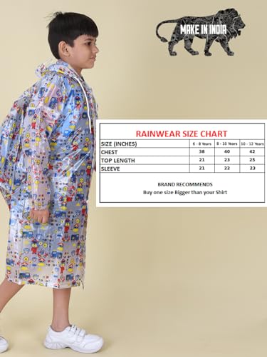 Image of Rupa Unisex Pvc Kid Rainwear For Kids, Waterproof Pvc Rain Standard Length Jacket With Carry Bag, Teddy Printed Design, Pack Of 1