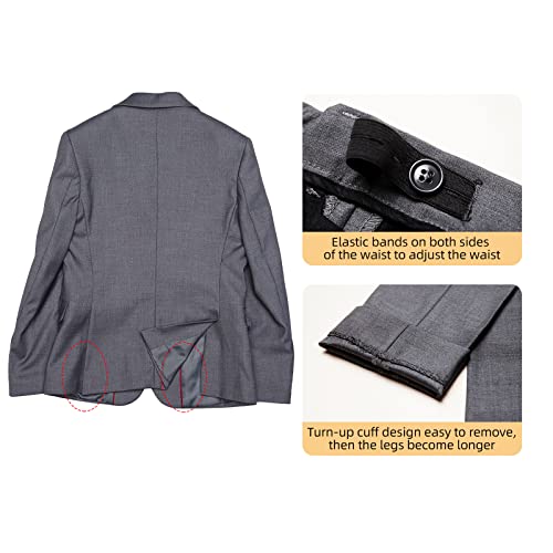 Elpa Elpa Boys Suits Slim Fit Formal Dresswear Suit 6 Piece Teen Suit Grey #TOP3