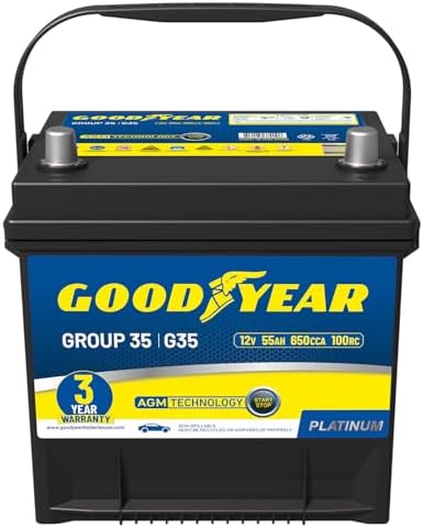 Goodyear 35-AGM BCI Group Size 35 12V 55 AH, 100RC, 650 CCA Plati...