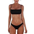UMIPUBO Costume Donna Due Pezzi Bikini Perizoma Vita Bassa Sexy Brasiliana Abbronzante Tanga Triangolo Schiena Nuda con Coppe Mare Estivo Micro Costume da Bagno