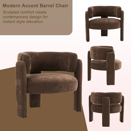 Sillón con tela suave y respaldo curvo Chocolate miniatura 3