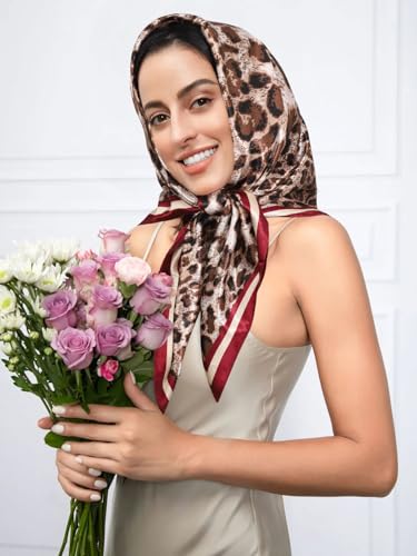 35 x 35 Women's Fashion Pattern Large Square Silk Like Hair Scarf Head Sleeping Wrap Satin Neck Bandana2