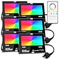 Led Flood Light 30W, 300W Equivalent 3000 LM Outdoor Color Changing Led Stage Landscape Lights, Bluetooth RGBW Smart Floodlights 2700K & 16 Million Colors&Timing& Music Sync, IP66?US 3-Plug (6 Pack)