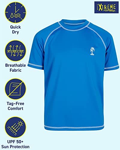Ixtreme Boys’ Rash Guard Shirts – 2 Pack Upf 50+ Quick Dry Sand And Sun Protection Swim Shirts – Kids Swimwear T-Shirt (5-18), Size 10-12, Navy/Royal #TOP1