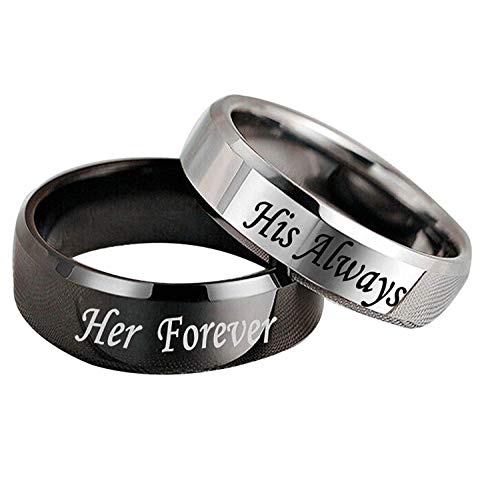 Blowin His Always Ring Silver Stainless Steel Promise Anniversary Engagement Wedding Band for Women (Her Size 10)