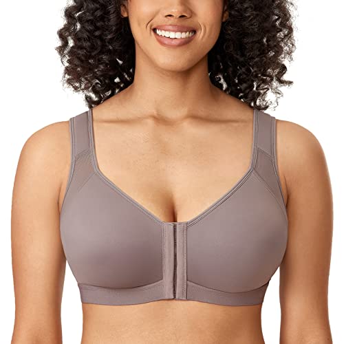 Image of DELIMIRA Women's Front Closure Posture Wireless Back Support Full Coverage Bra