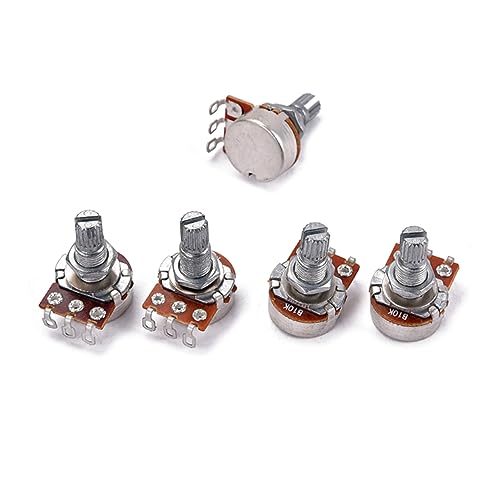 ULDIGI 5 Pack B10k Potentiometer for Guitar Bass Linear Taper Low Friction Full Size Knobs for Easy Installation