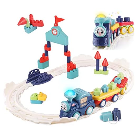 iPlay, iLearn Toddler Musical Train Set Toys, Kids First Electric Railway Tracks Playset, Baby Choo Choo Train W/ Learning Blocks, Birthday Gifts for 12 18 Month 1 2 3 4 Year Old Boy Girl Infant Child
