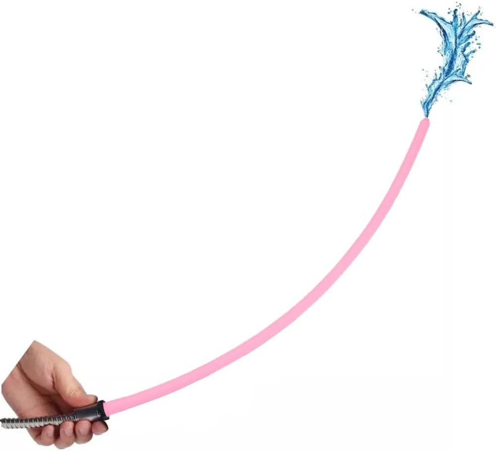 Silicone Nozzle Enema Attachment for Intestinal Cleansing and Pleasurable Shower Experience Reusable Douche Black Hose Nozzle，Pink (20 in)