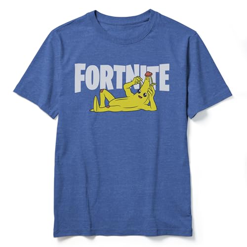 Fortnite Boys T Shirt Peel Yourself Logo Boys Shirt Royal Blue Heather