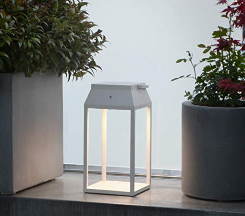 Lanterne solaire de jardin blanc Louis pour baliser une allée sombre