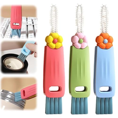 3PCS Multifunctional Crevice Portable Cup Lid Cleaning Brushes,2026 New 3 in 1 Cup Lid Cleaning Brush, Crevice Cleaning Brush for All Type Bottle Gap Tight Spaces Cup.