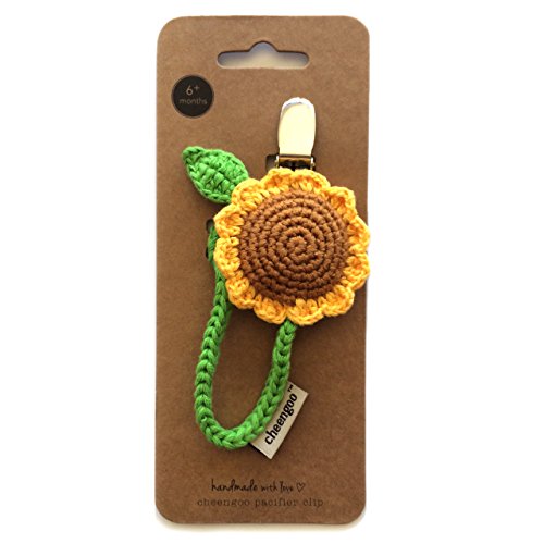 Image of Cheengoo Organic Hand Crocheted Pacifier Clip - Sunflower