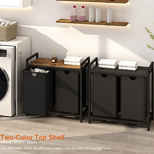 LAATOOREE-Laundry-Hamper-Two-Color-2--48L-Laundry-Basket-with-2-Removable-Laundry-Sorter-Bags-and-Top-Shelf-Clothes-Hamper-for-Laundry-Room-Bathroom