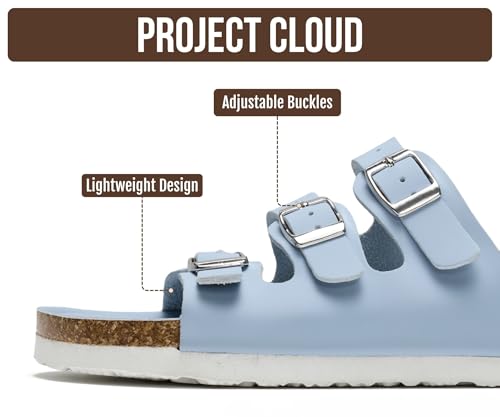 Image of Project Cloud 100% Genuine Leather Summer Sandals for Women 2026 - Memory Foam & Cork Footbed Beach Vacation Essentials Womens Sandals Comfortable Lightweight Slides for Women Footwear (Capri)