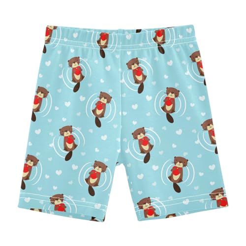 JHKKU Girls Beaver Valentine Heart Shorts Cotton Cartwheel Bike Kids Biker Under Dress Dance Short Girl Clothes 4T