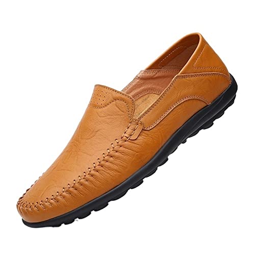 Mens Loafers Moccasins Shoes Round Toe Simple Faux Leather Slip Resistant Flexible Anti-Slip Casual Classic Slip-ons
