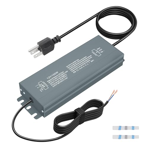 Image of 100W 110-240V to 12V 8.3A LED Driver - Extra Long 10.8FT 110V to 12V Converter with Plug - Constant Voltage Output - Waterproof for LED Light String