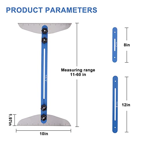 Stair Tread Template Tool Stair Tread Template Set, Stair Tread Gauge，Stair Jig, Measuring Stair Tool 11.4In To 60.7In #TOP1