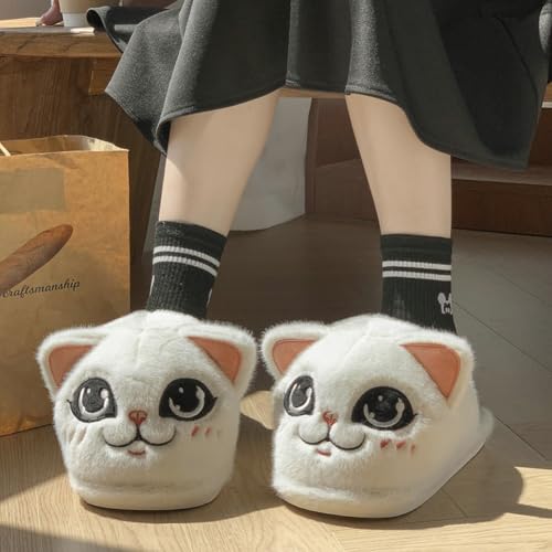 Solyinne Cute Cat Slippers for Women Men Animal Anti-Slip Funny Animal Winter Warm Memory Foam House Slipper Indoor Outdoor3